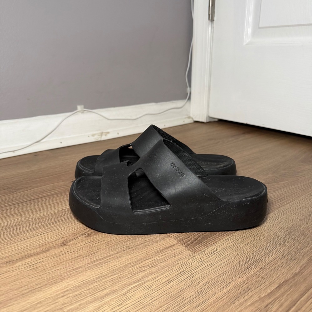 Crocs Brooklyn Low Wedge Black Platform Slide Sandals Women's Size 9 Shoes